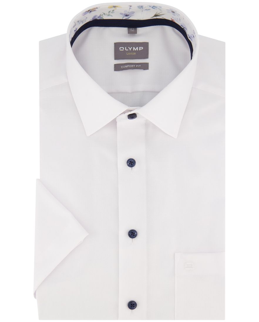 Olymp Comfort Fit overhemd wit strijkvrij korte mouw effen