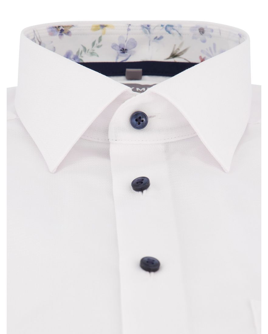 Olymp Comfort Fit overhemd wit strijkvrij korte mouw effen