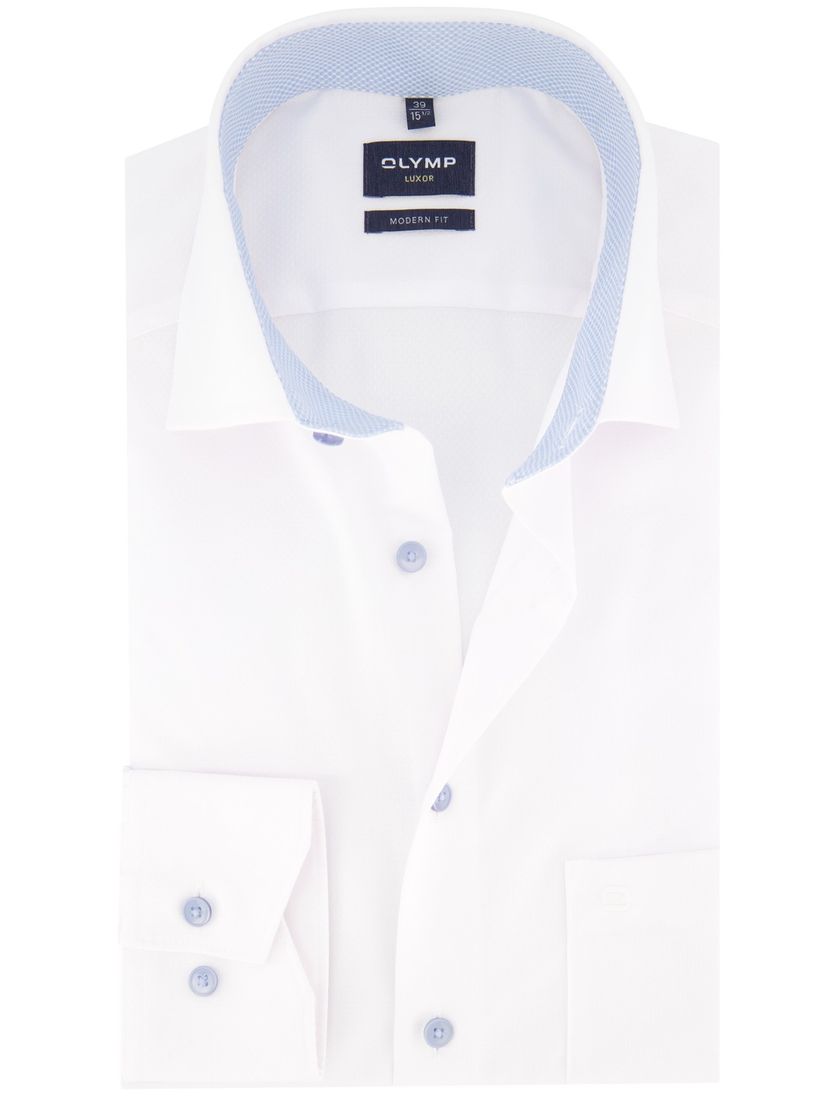 Overhemd Olymp Luxor Modern Fit wit met borstzak