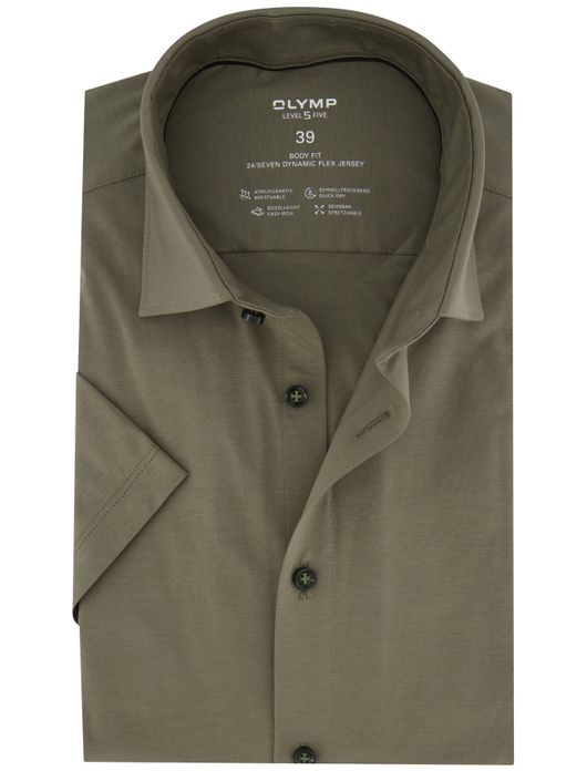overhemd korte mouw khaki Olymp Level Five body fit