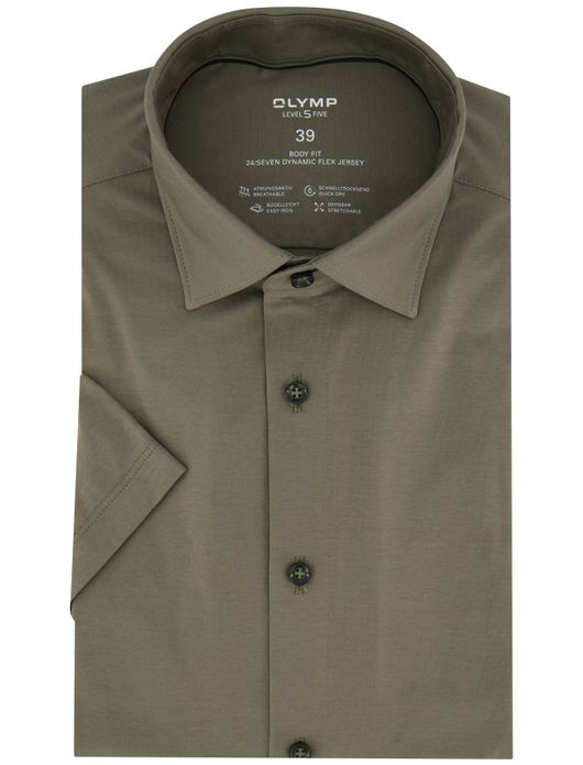 overhemd korte mouw khaki Olymp Level Five body fit