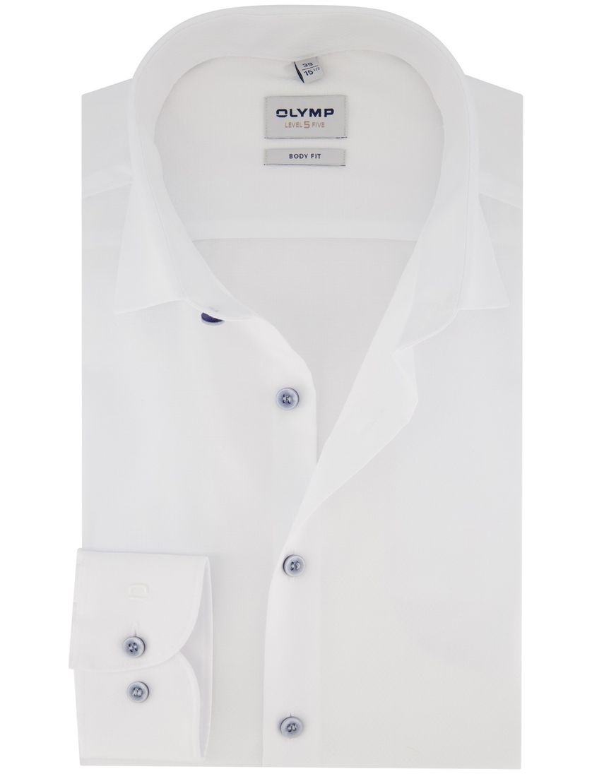 Olymp Level 5 Five overhemd katoen Body Fit effen spierwit