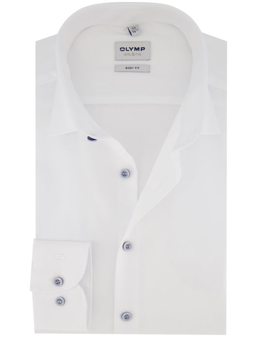 Olymp Level 5 Five overhemd spierwit Body Fit effen katoen