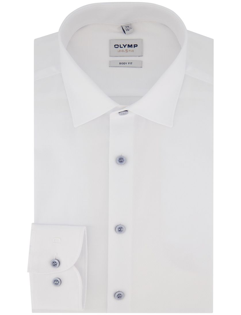 Olymp Level 5 Five overhemd katoen Body Fit effen spierwit