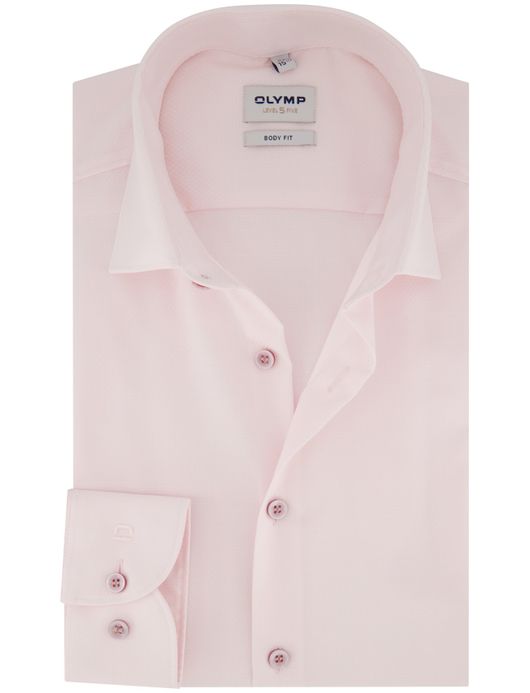 Olymp Level 5 Five overhemd effen lichtroze katoen Body Fit