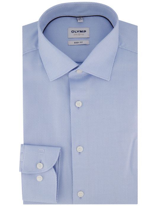Olymp lange mouw overhemd blauw body fit