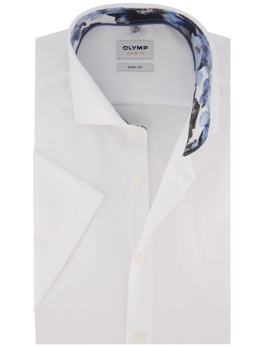Olymp overhemd korte mouw effen wit body fit