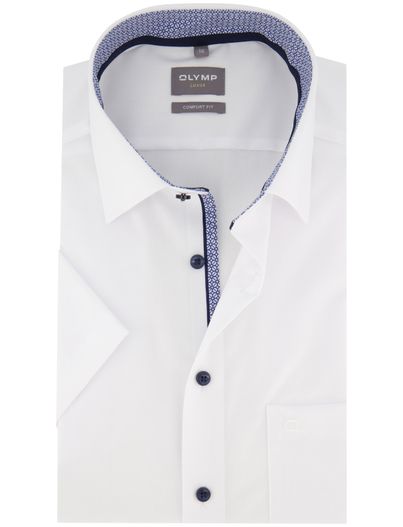 Olymp katoenen Olymp wijde fit overhemd korte mouw wit