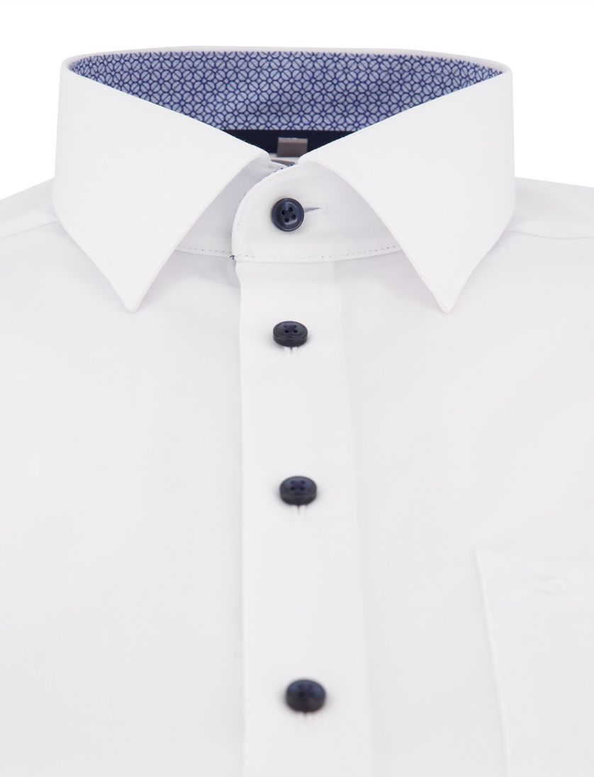 katoenen overhemd korte mouw Olymp wijde fit effen wit