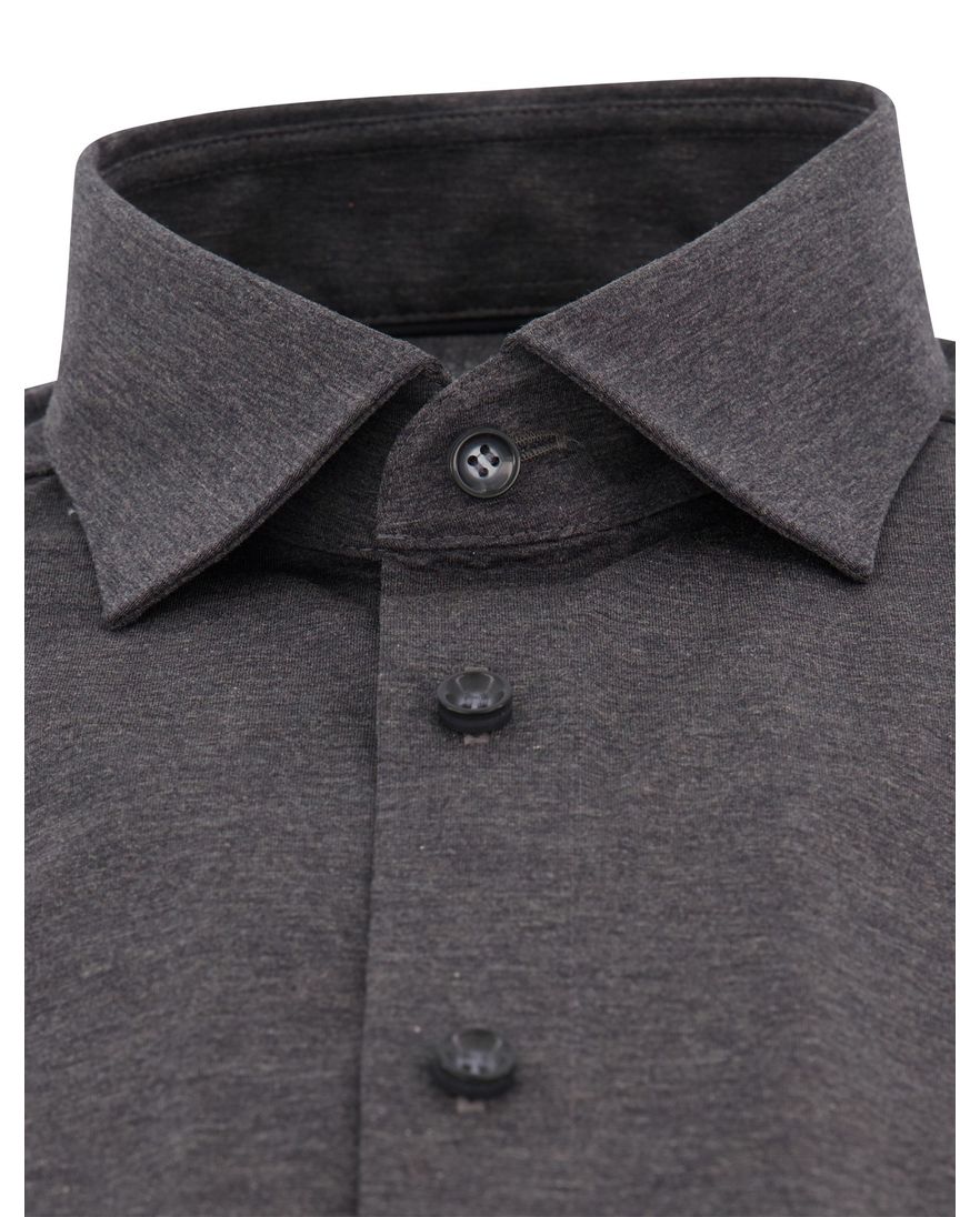 Olymp Level 5 Five overhemd gemêleerd Body Fit grijs jersey