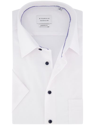 Eterna Eterna korte mouw overhemd spierwit strijkvrij effen