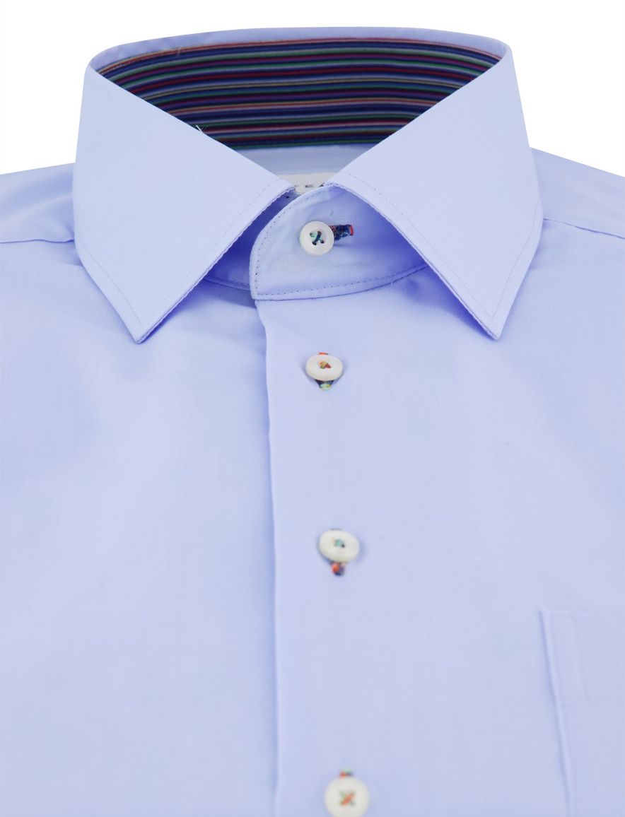 Eterna overhemd blauw normale fit strijkvrij katoen