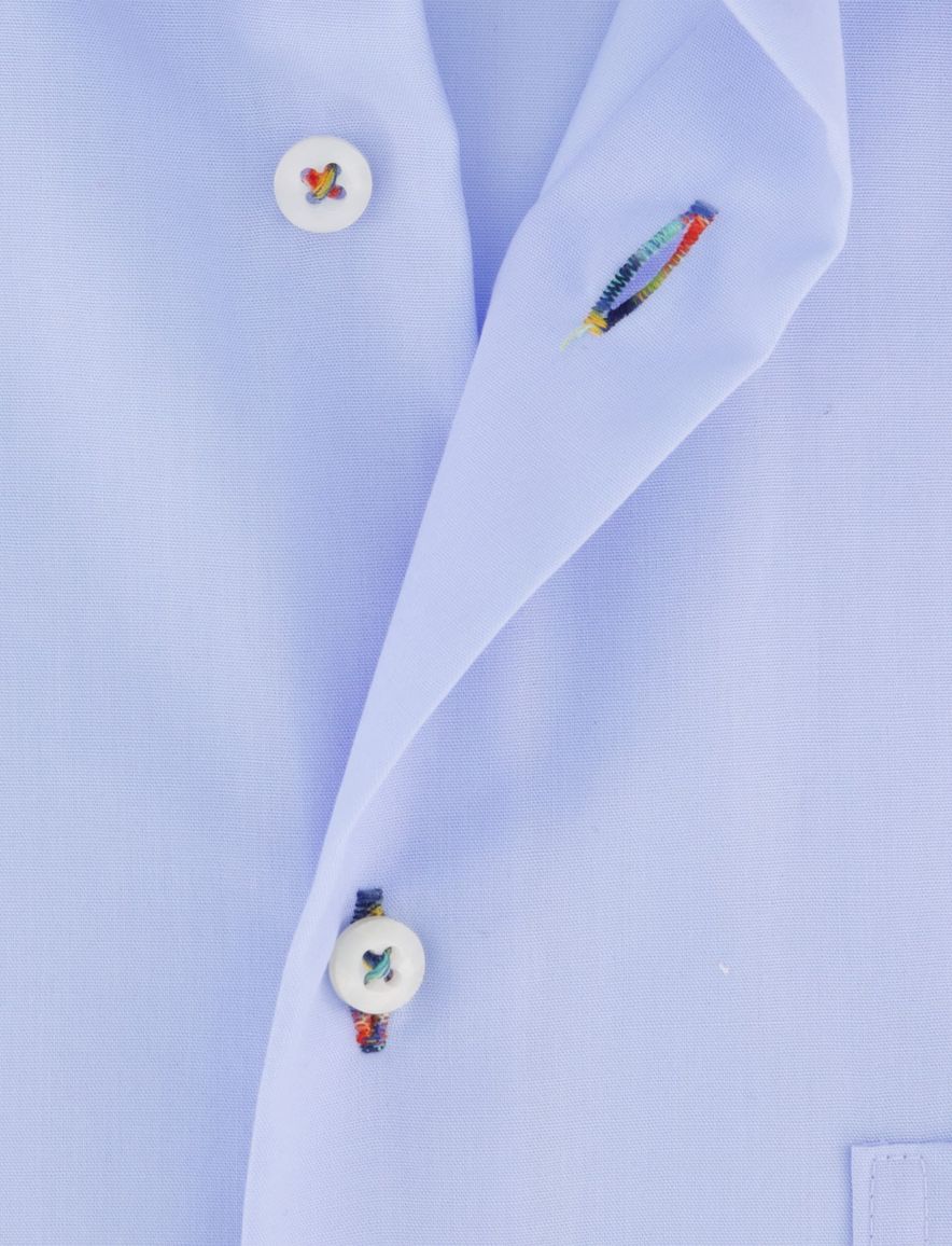 Eterna overhemd blauw normale fit strijkvrij katoen