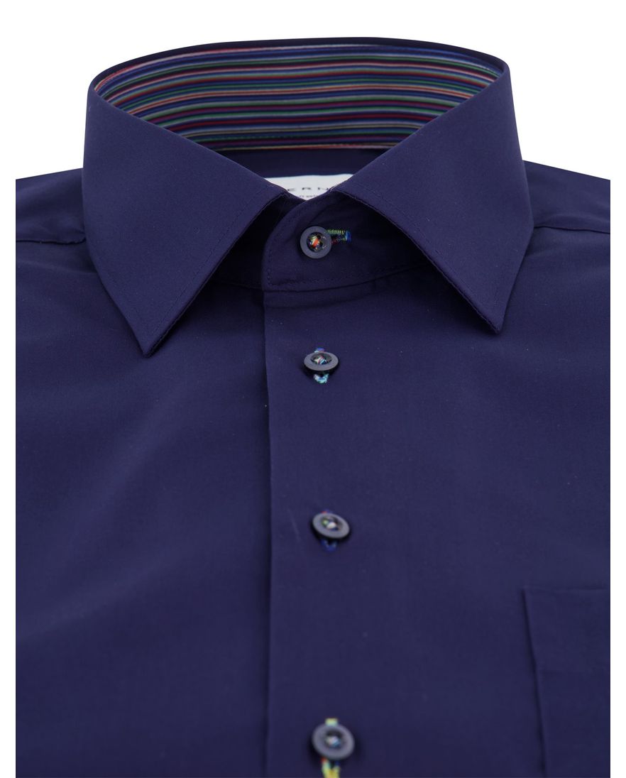 Eterna overhemd donkerblauw normale fit katoen