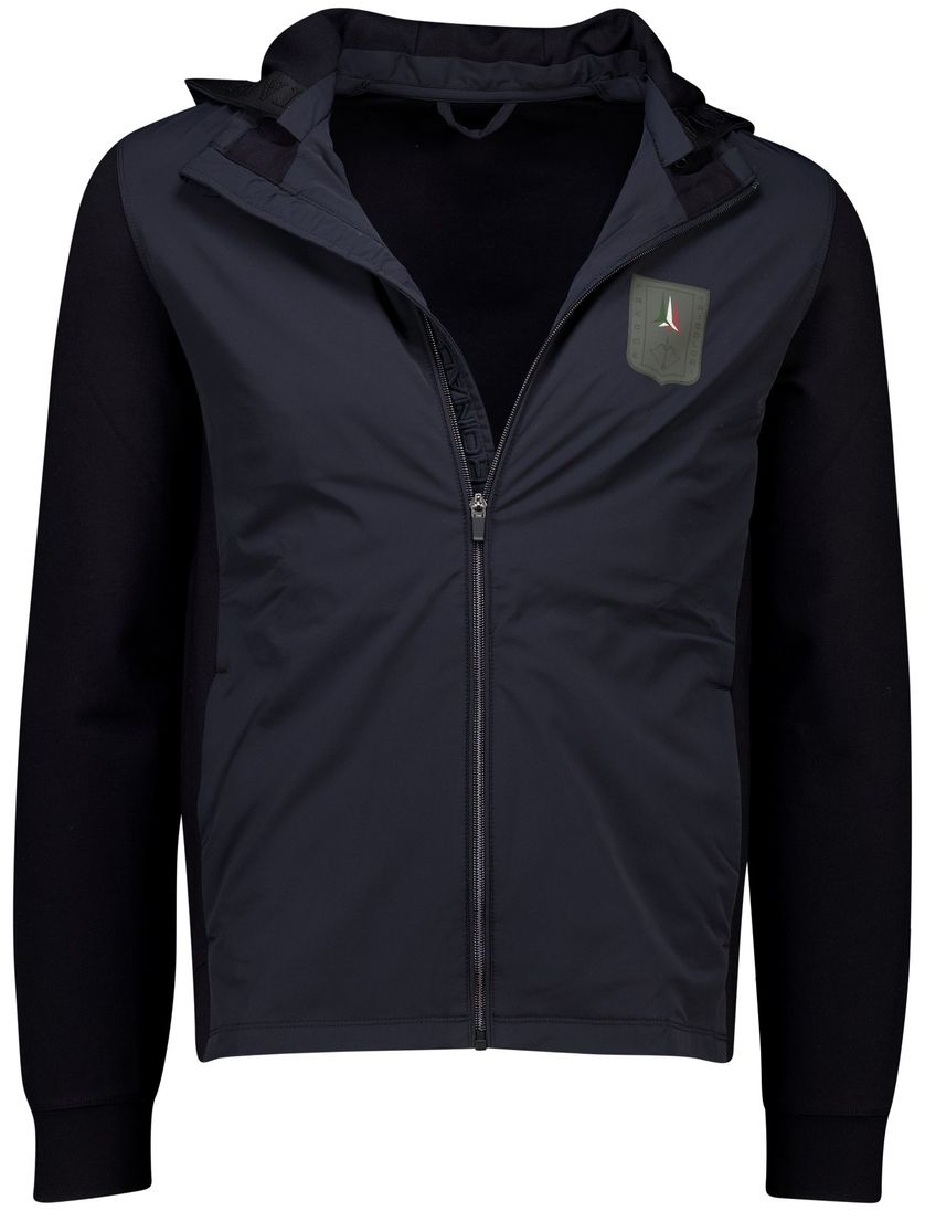 Hoodie rits Aeronautica Militare zwart effen