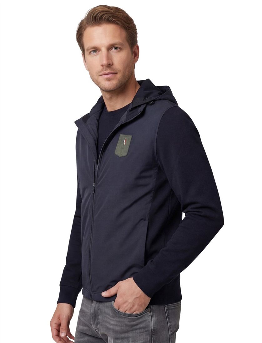 Hoodie rits Aeronautica Militare zwart effen
