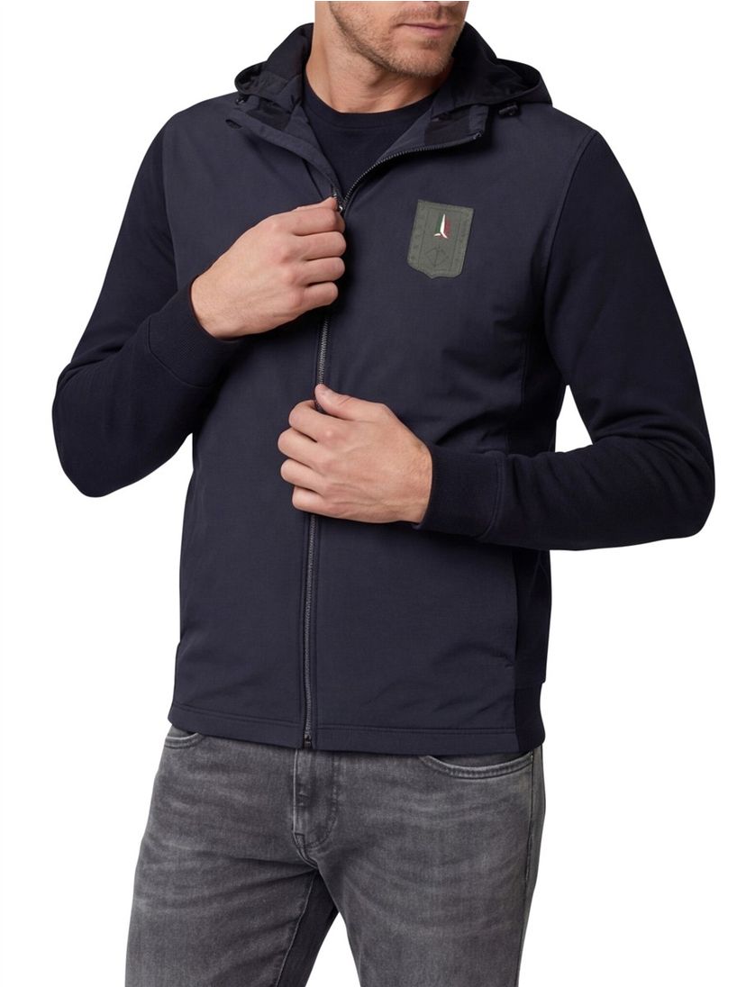 Hoodie rits Aeronautica Militare zwart effen