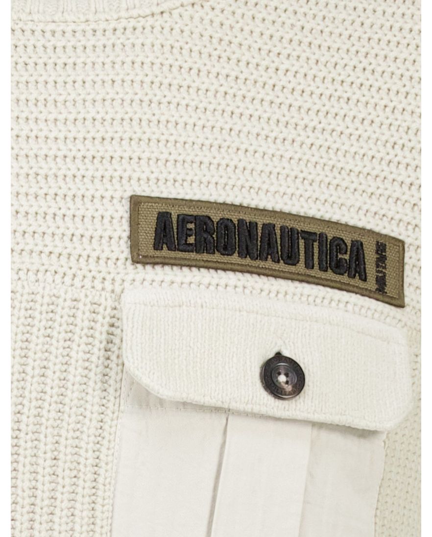 Aeronautica Militare trui gebreid beige effen normale fit