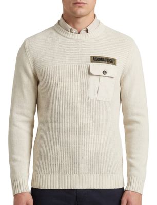 Aeronautica Militare Aeronautica Militare trui beige effen normale fit gebreid