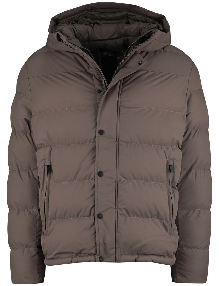 Airforce winterjas effen bruin waterdicht normale fit