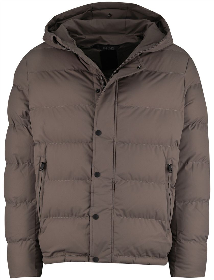 Airforce winterjas effen bruin waterdicht normale fit