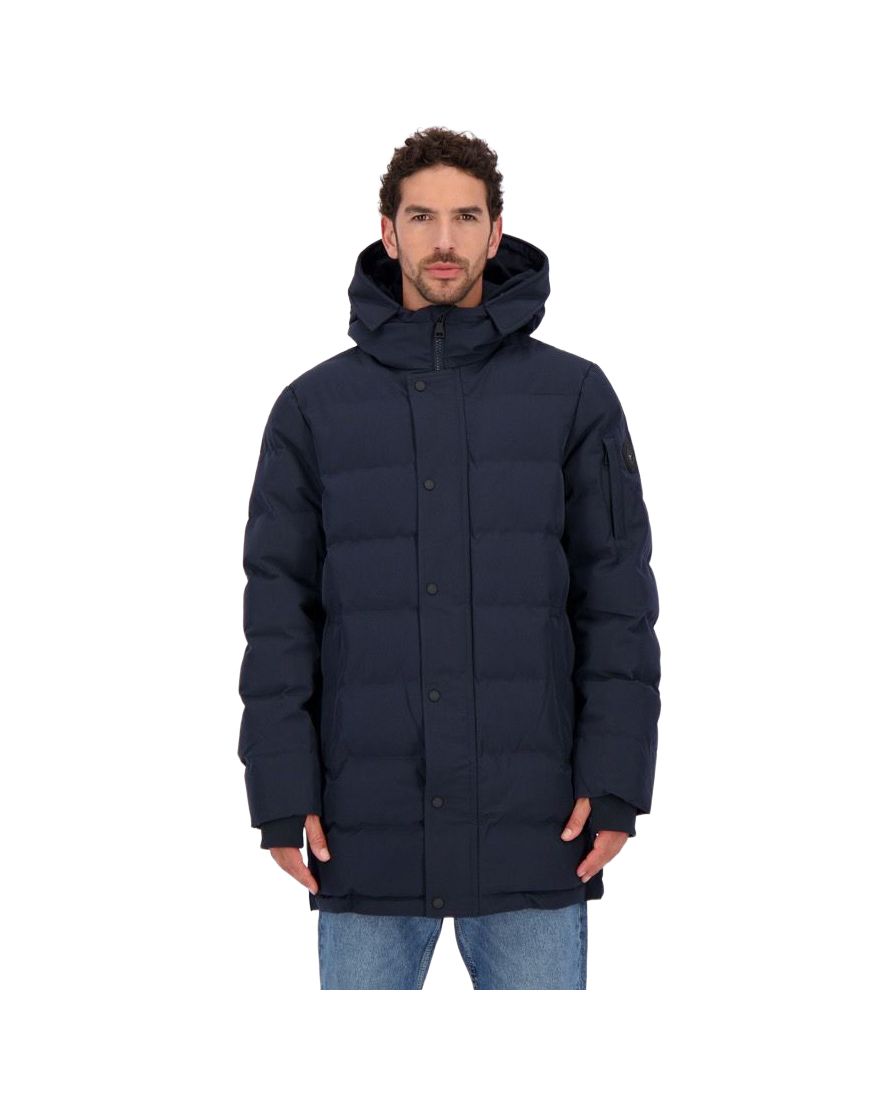 Airforce winterjas donkerblauw effen capuchon