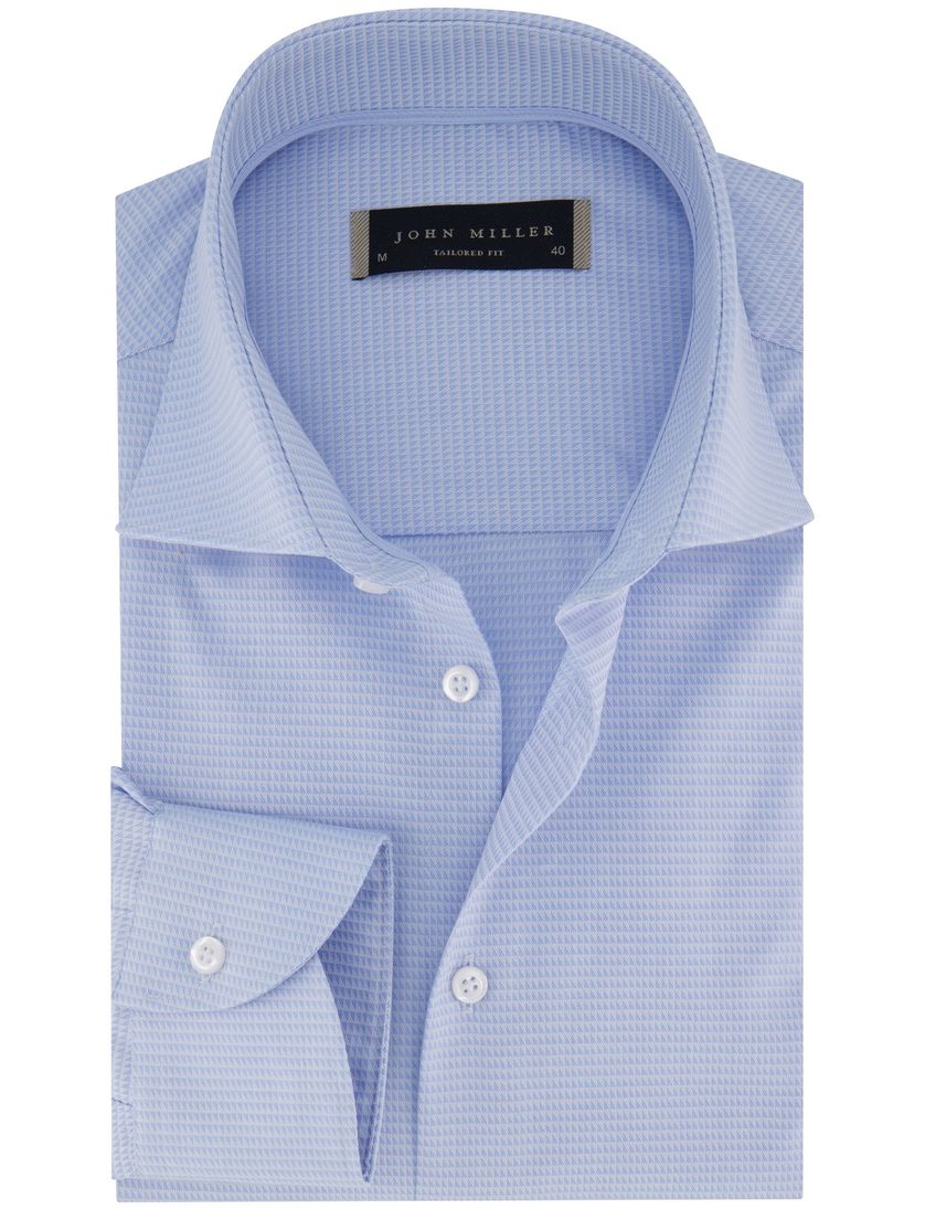 John Miller tailored fit overhemd lichtblauw effen