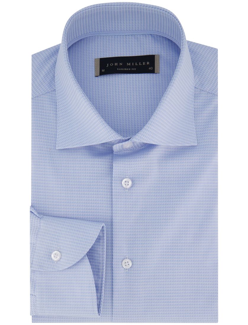 John Miller tailored fit overhemd lichtblauw effen