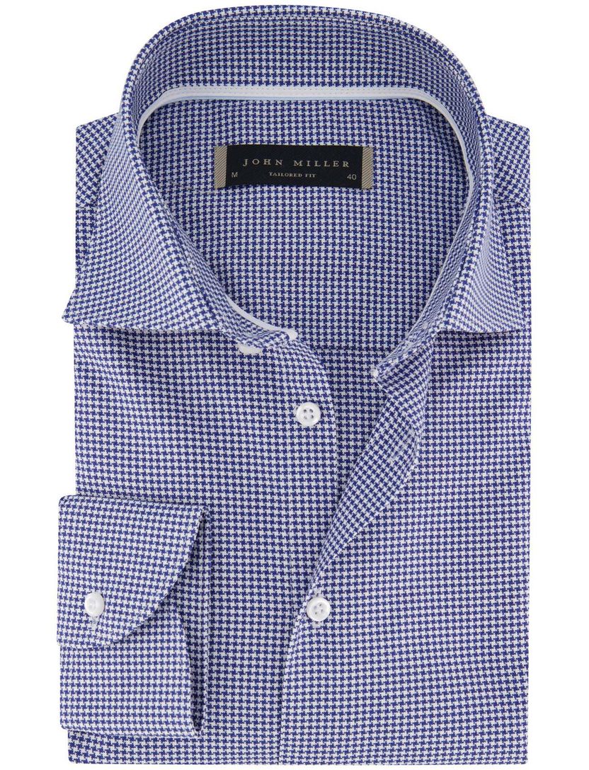 katoenen John Miller normale fit overhemd ml7 blauw print