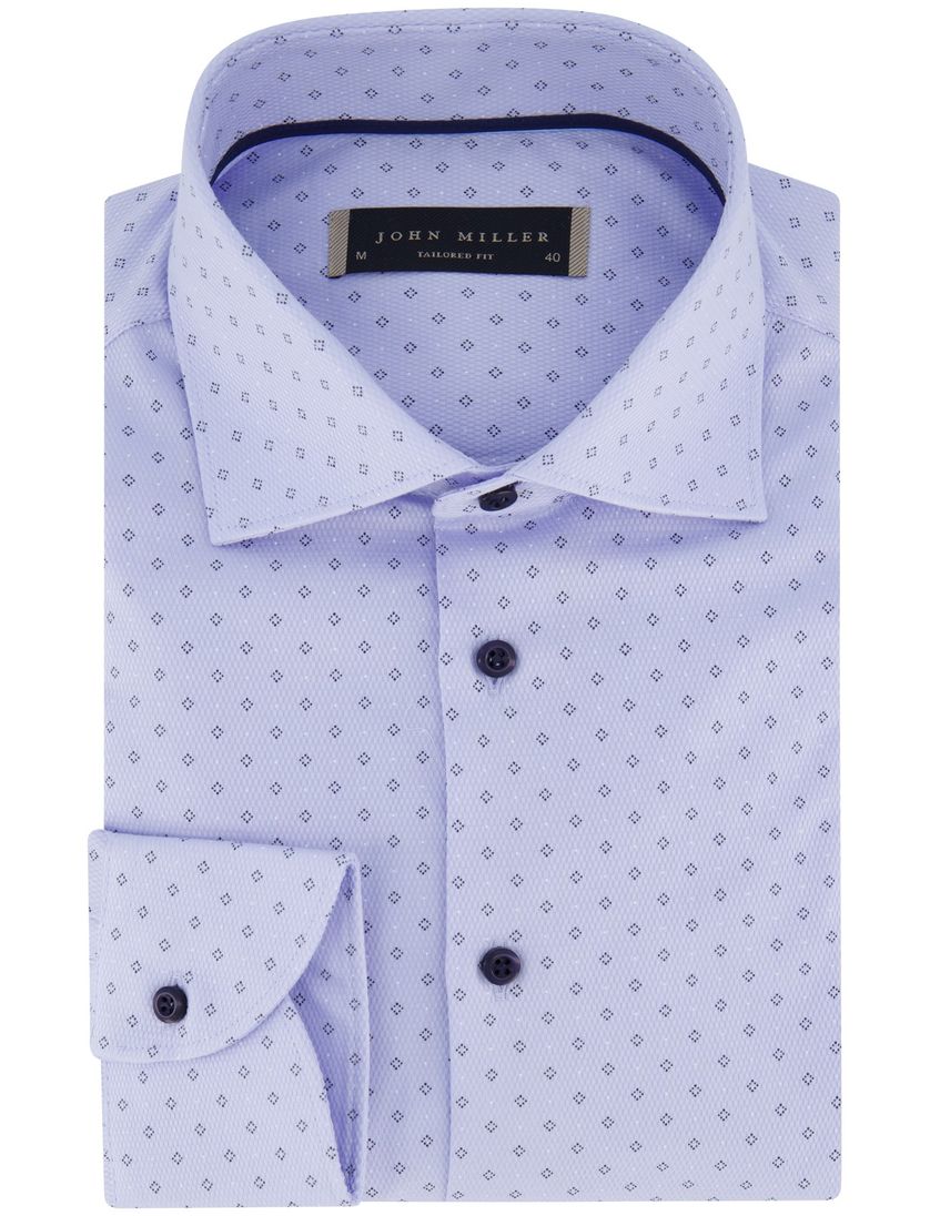 katoenen John Miller overhemd ml7 normale fit blauw print