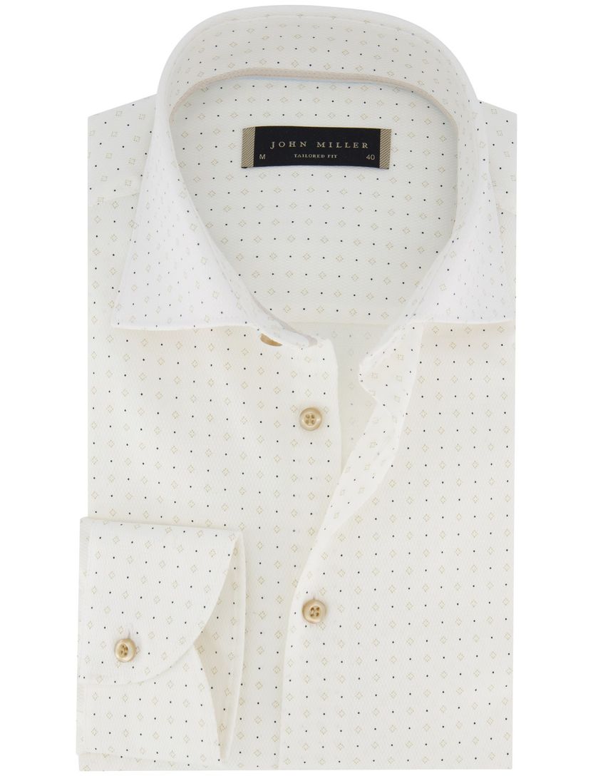 John Miller tailored fit overhemd ml7 wit patroon
