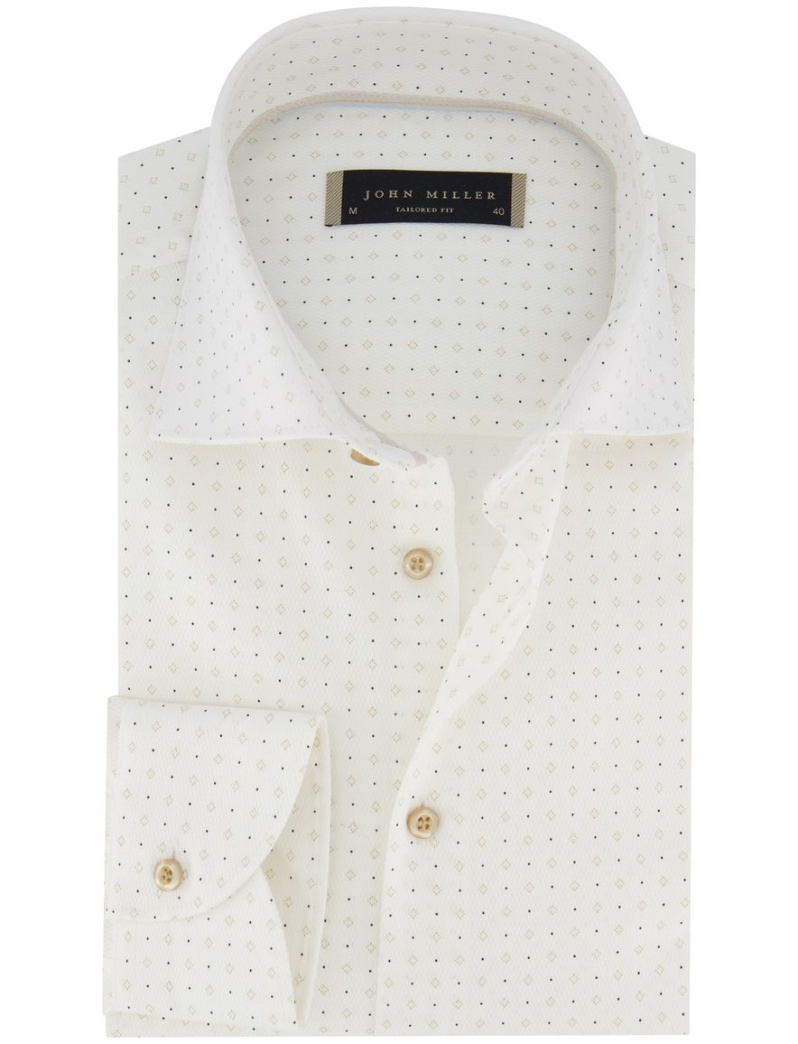 John Miller tailored fit overhemd ml7 wit patroon