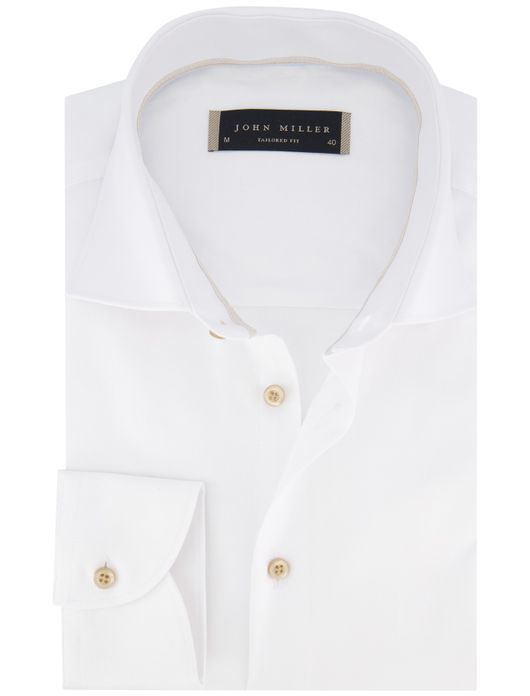 John Miller tailored fit overhemd wit effen