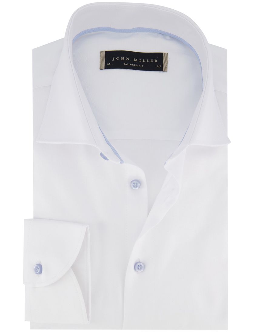 John Miller tailored fit overhemd ml7 wit effen