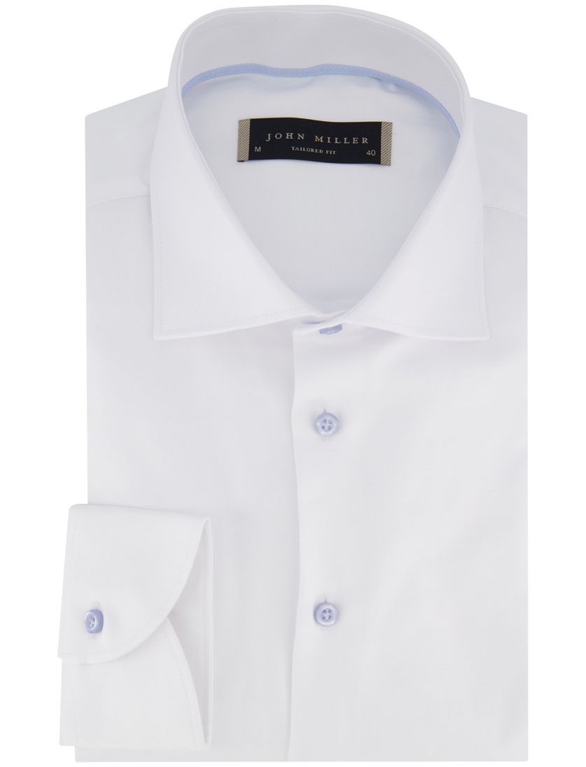 John Miller tailored fit overhemd ml7 wit effen