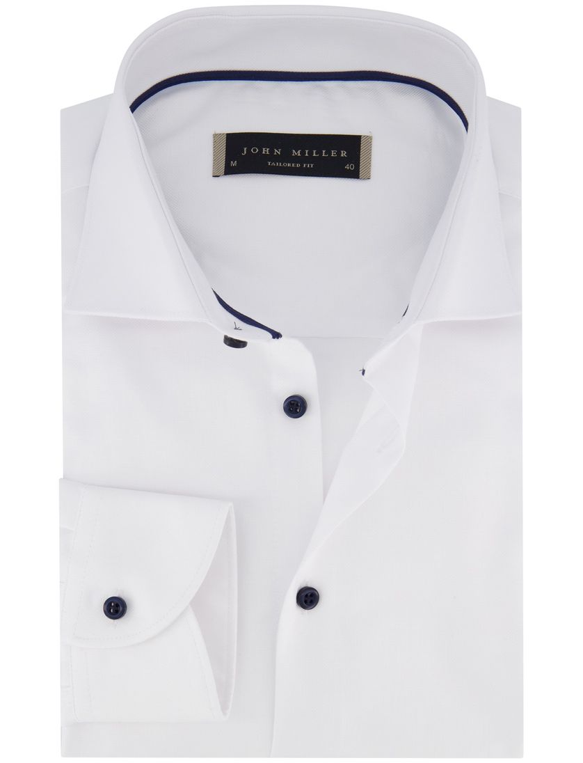 John Miller tailored fit overhemd wit katoen