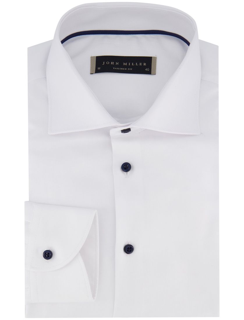 John Miller tailored fit overhemd wit katoen