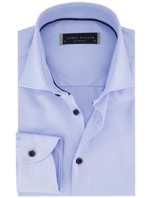 John Miller tailored fit overhemd blauw effen