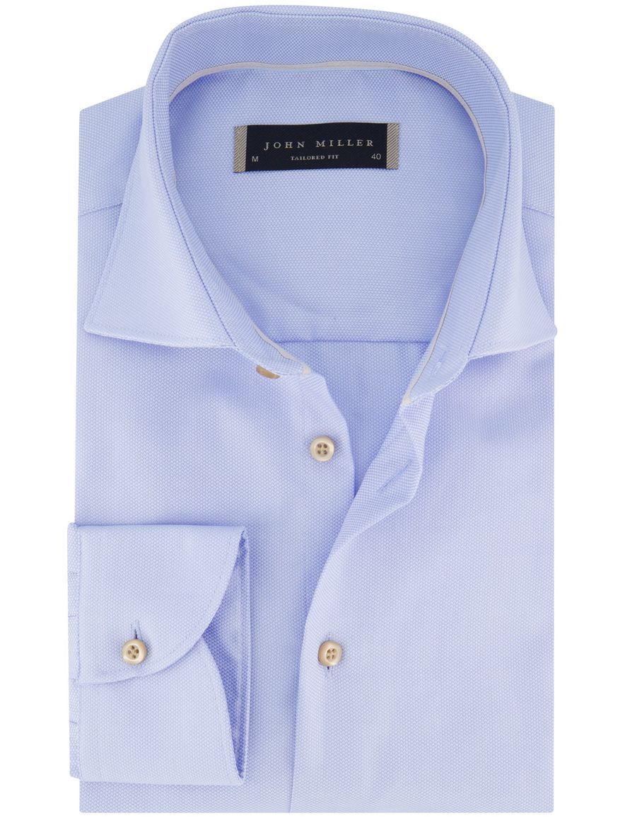 John Miller tailored fit overhemd lichtblauw effen