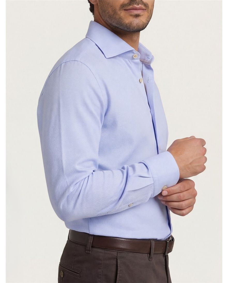 John Miller tailored fit overhemd lichtblauw effen