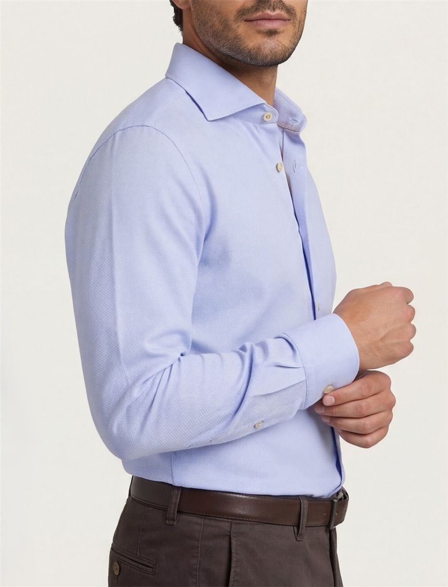 John Miller tailored fit overhemd lichtblauw effen