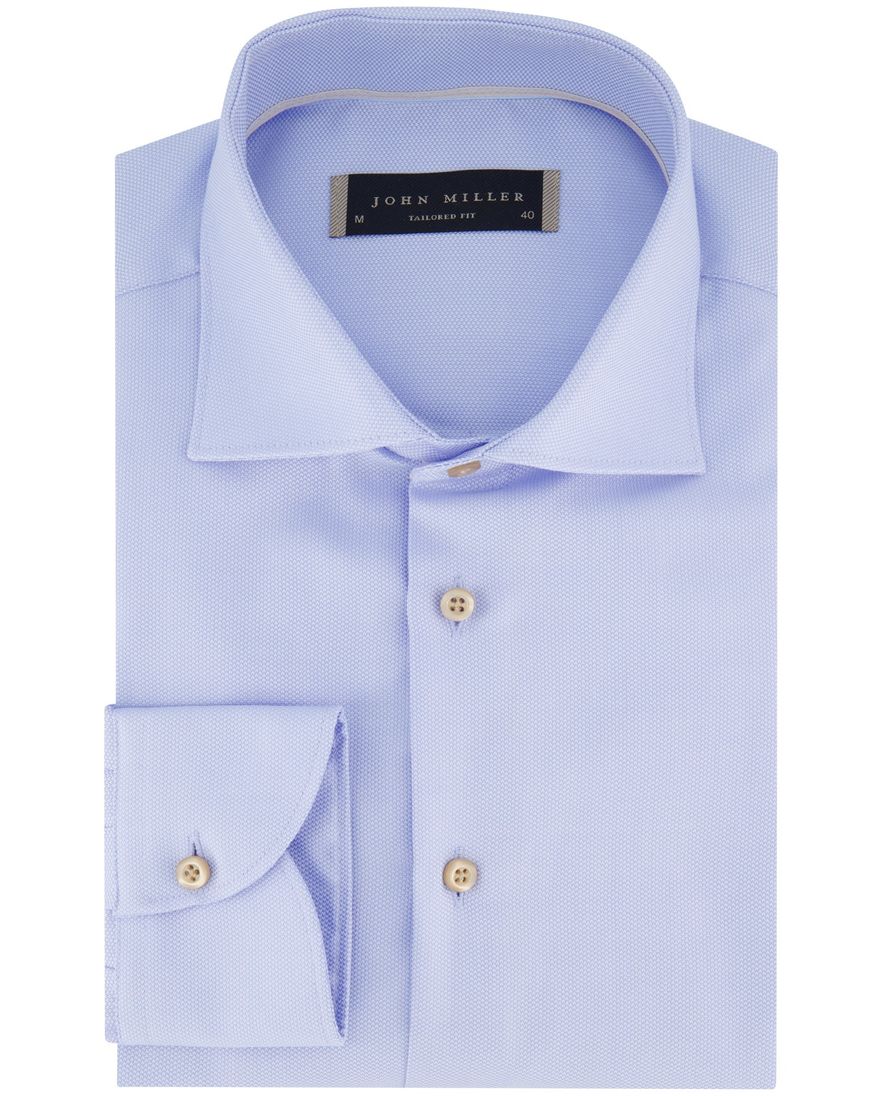 John Miller tailored fit overhemd lichtblauw effen