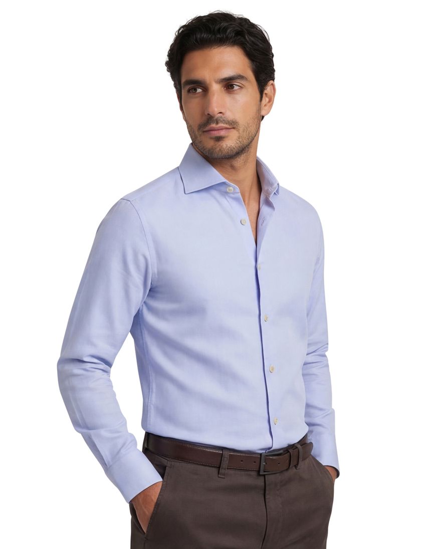 John Miller tailored fit overhemd lichtblauw effen