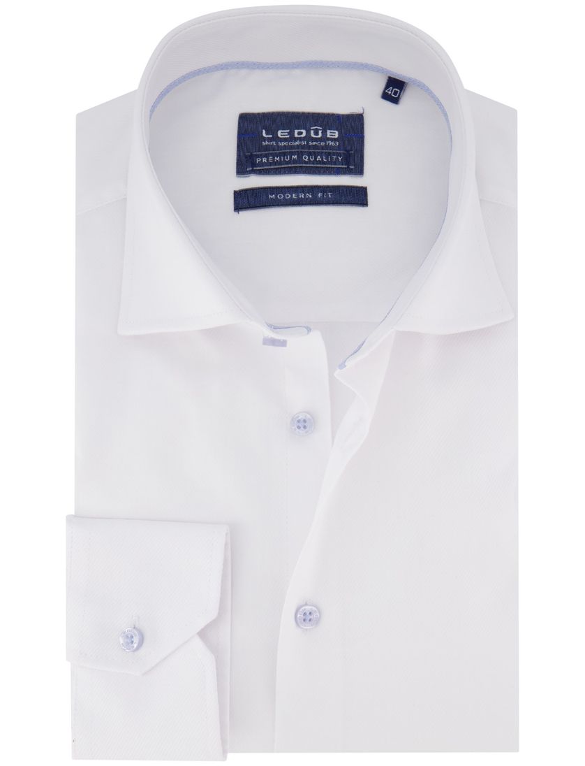 Mouwlengte 7 overhemd Ledub wit modern fit
