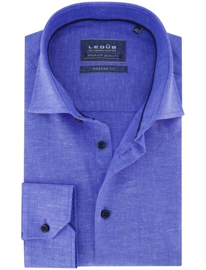 Ledub Blauw Ledub overhemd lange mouw gemêleerd