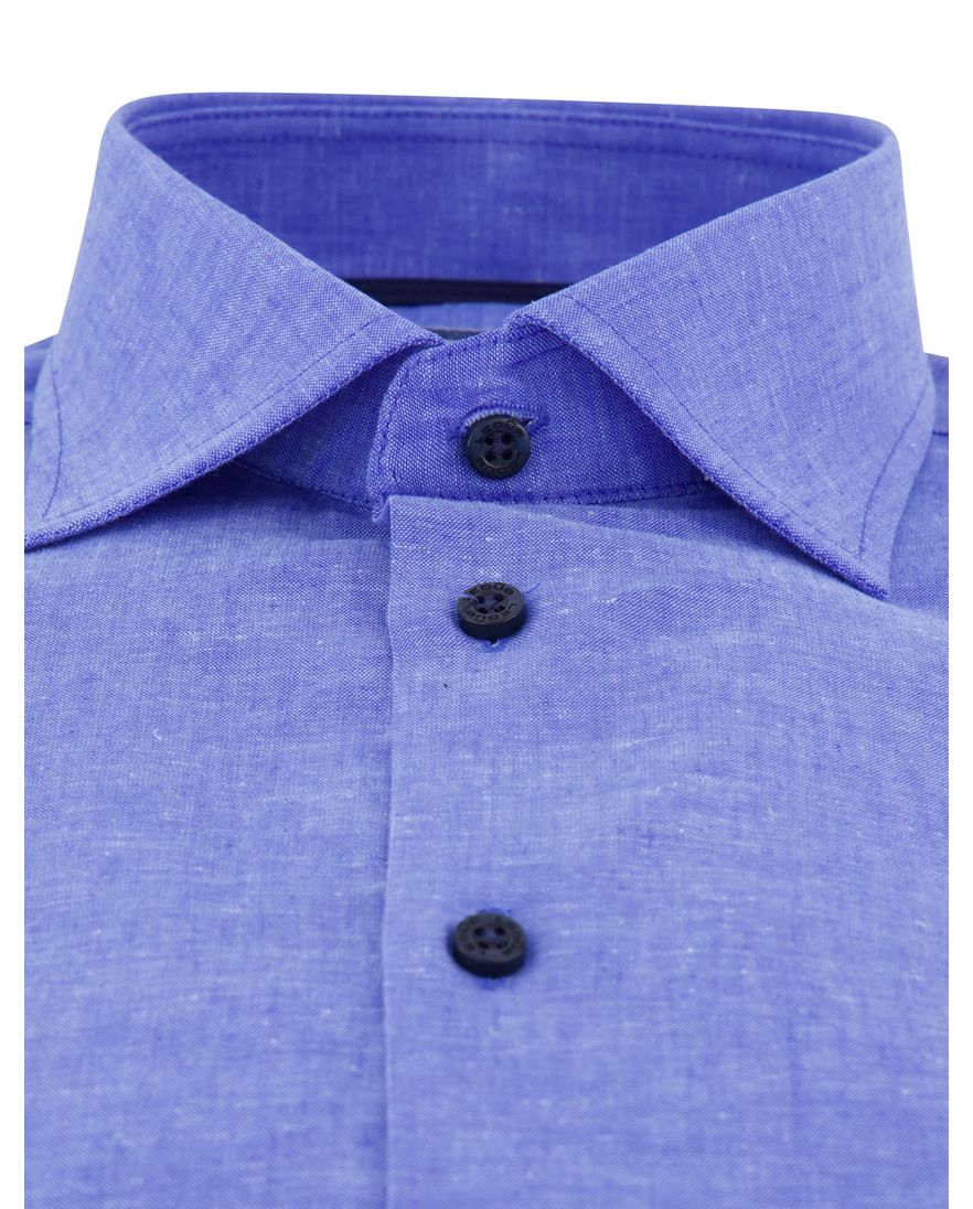 Blauw Ledub overhemd lange mouw gemêleerd