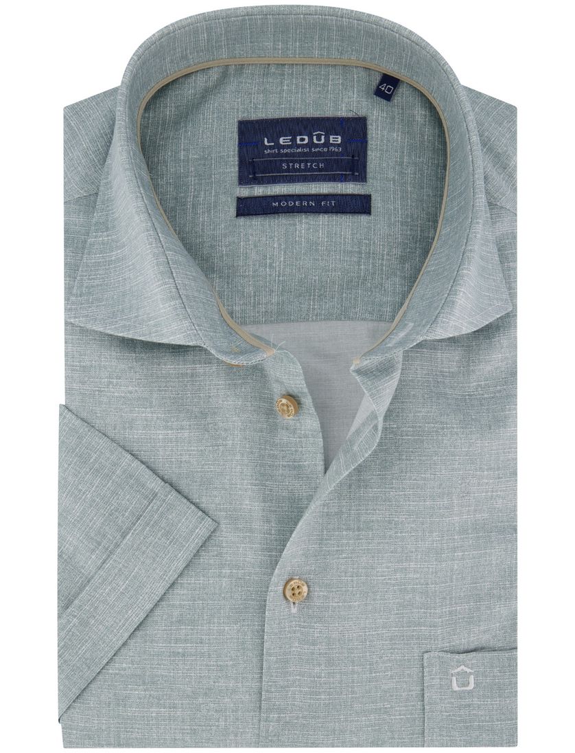 Ledub modern fit overhemd groen effen