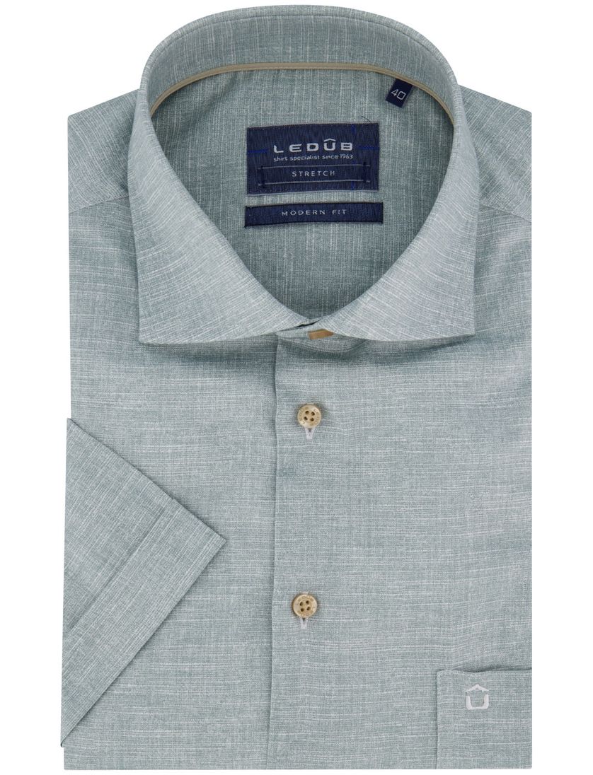 Ledub modern fit overhemd groen effen