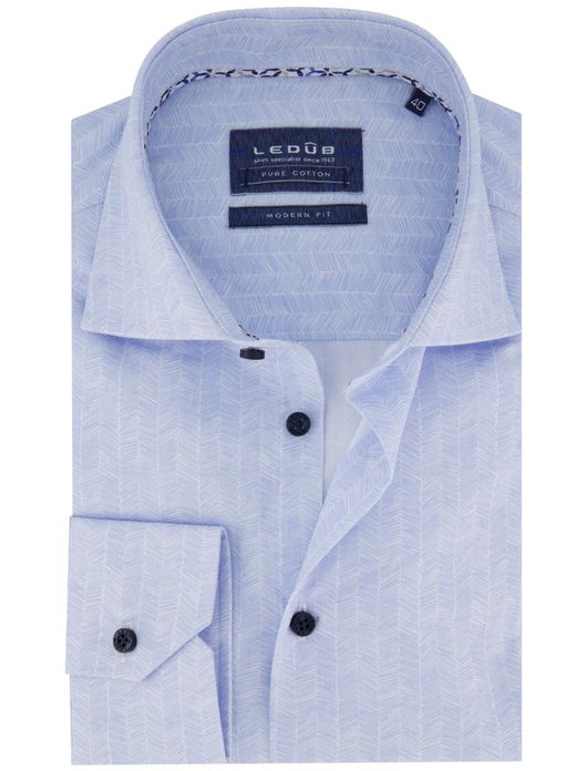 Ledub mouwlengte 7 overhemd blauw geprint