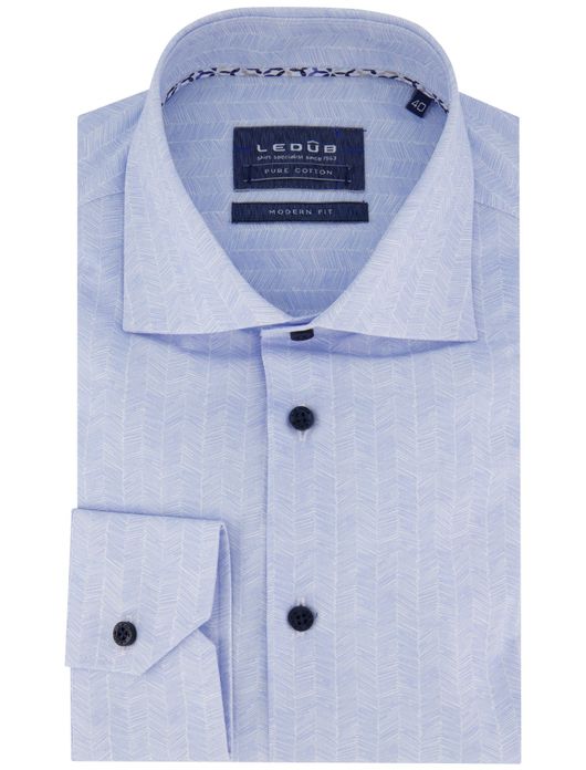 Ledub mouwlengte 7 overhemd blauw geprint